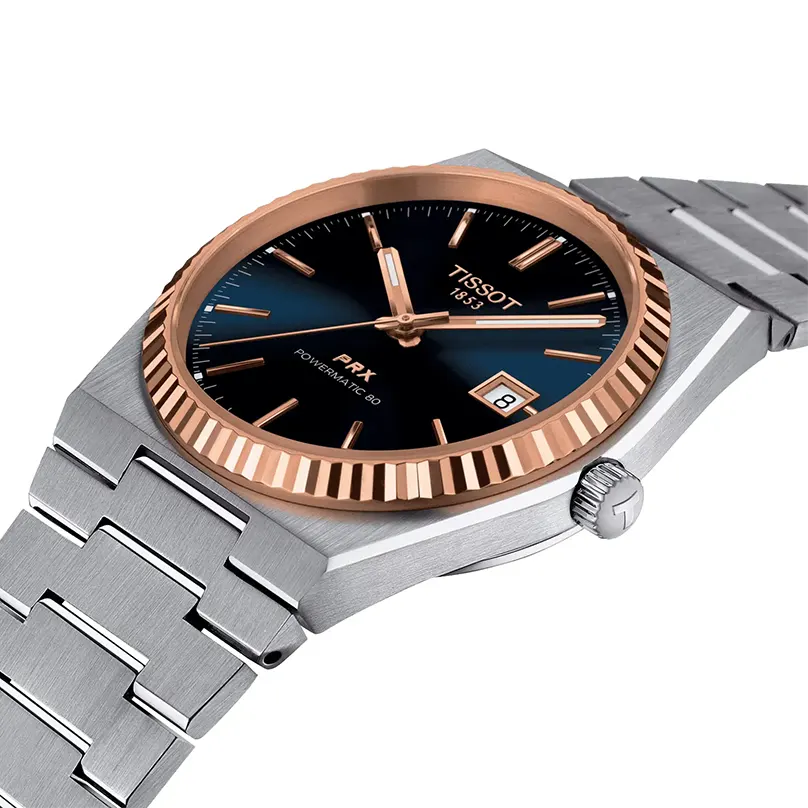 Tissot PRX Swiss Powermatic 80 18K Gold Bezel Men's Watch- T931.407.41.041.00